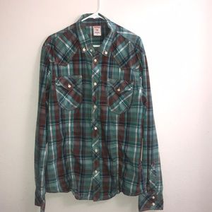 True Religion Button Down Plaid Shirt